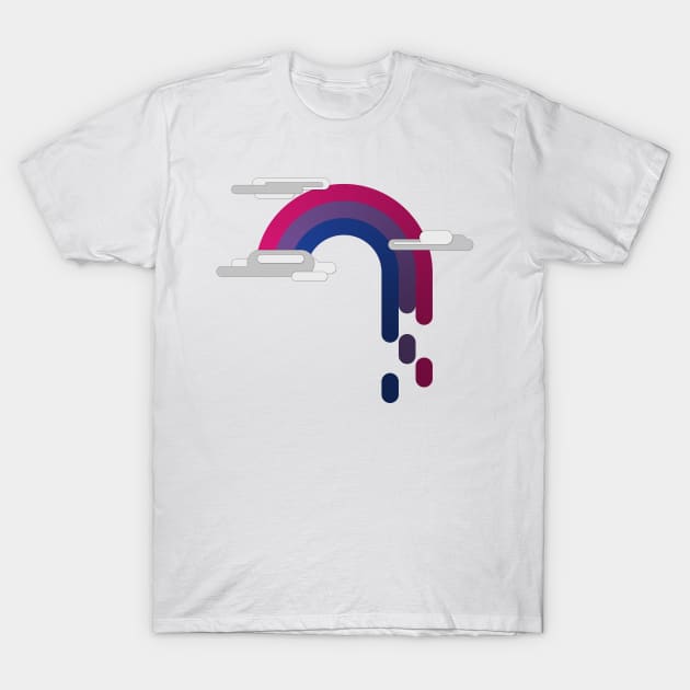 Bisexual Pride Flag Minimalist Drip Rainbow Design T-Shirt by LiveLoudGraphics